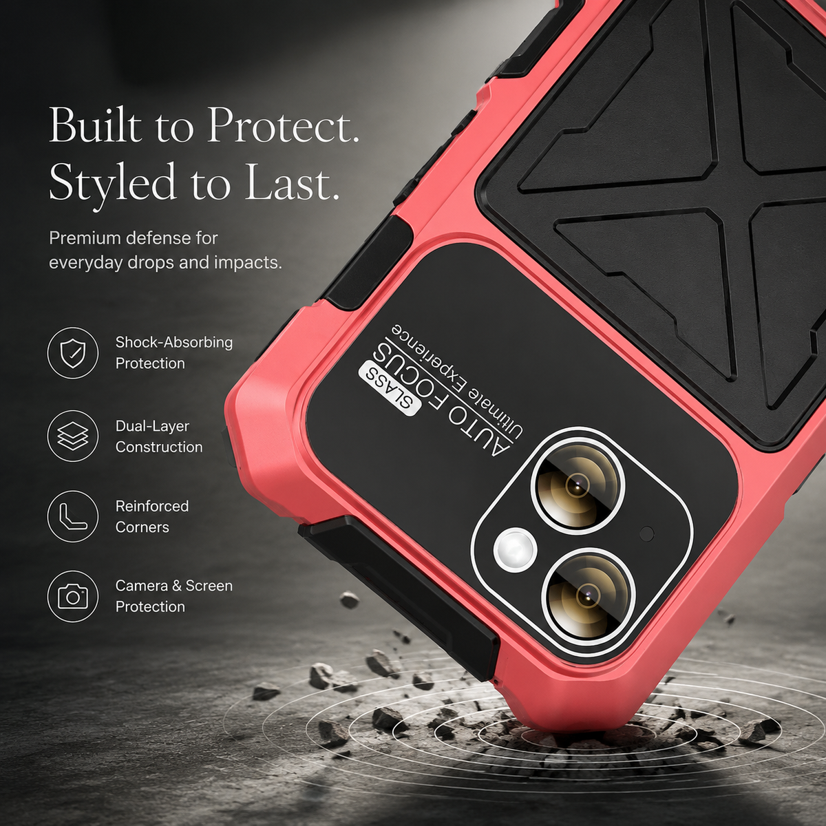 Premium iPhone Case Shockproof Metal Bumper Anti Fall Silicone Bracket Rugged Edge Protection Anti Slip Lightweight Protective Cover Durable Frame
