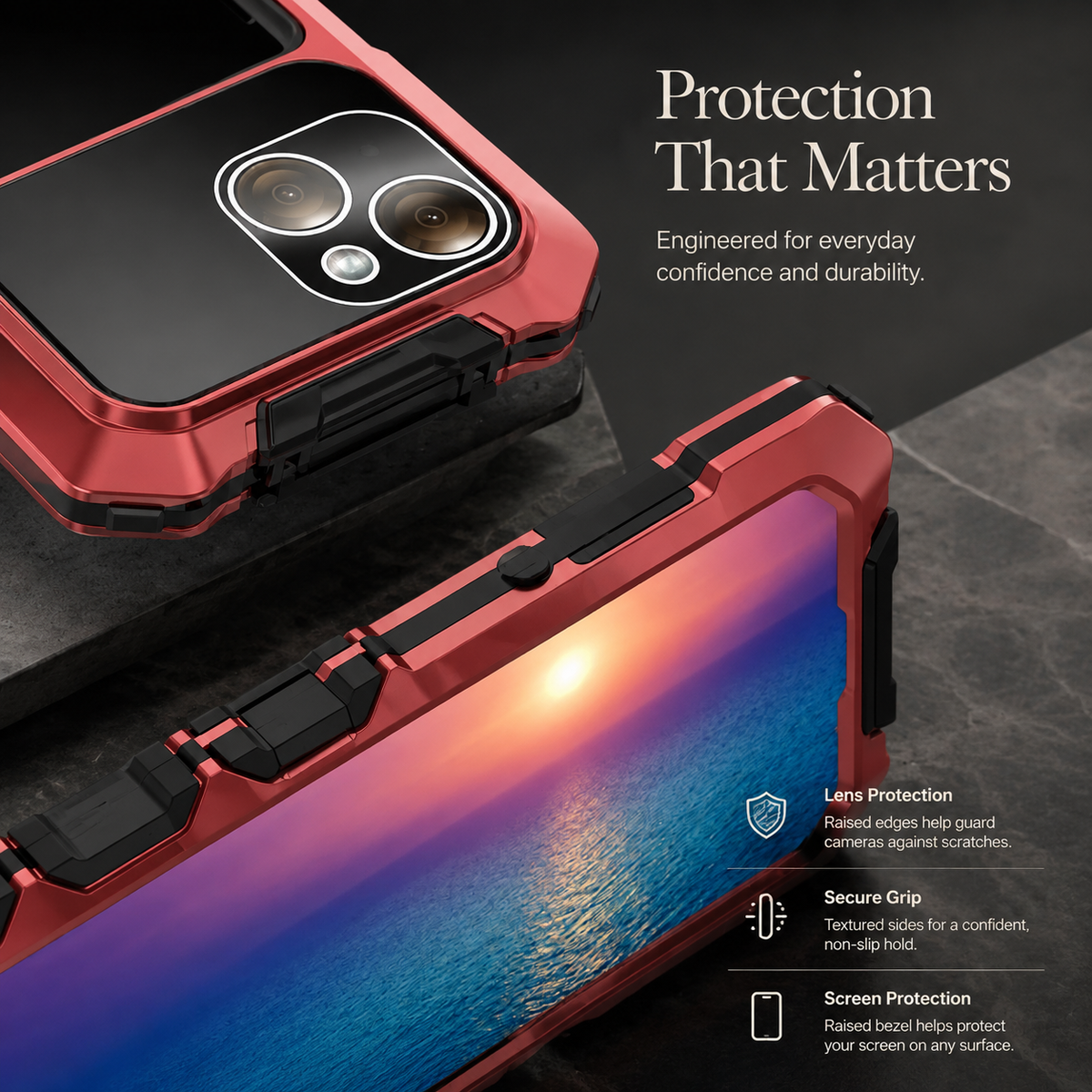 Premium iPhone Case Shockproof Metal Bumper Anti Fall Silicone Bracket Rugged Edge Protection Anti Slip Lightweight Protective Cover Durable Frame