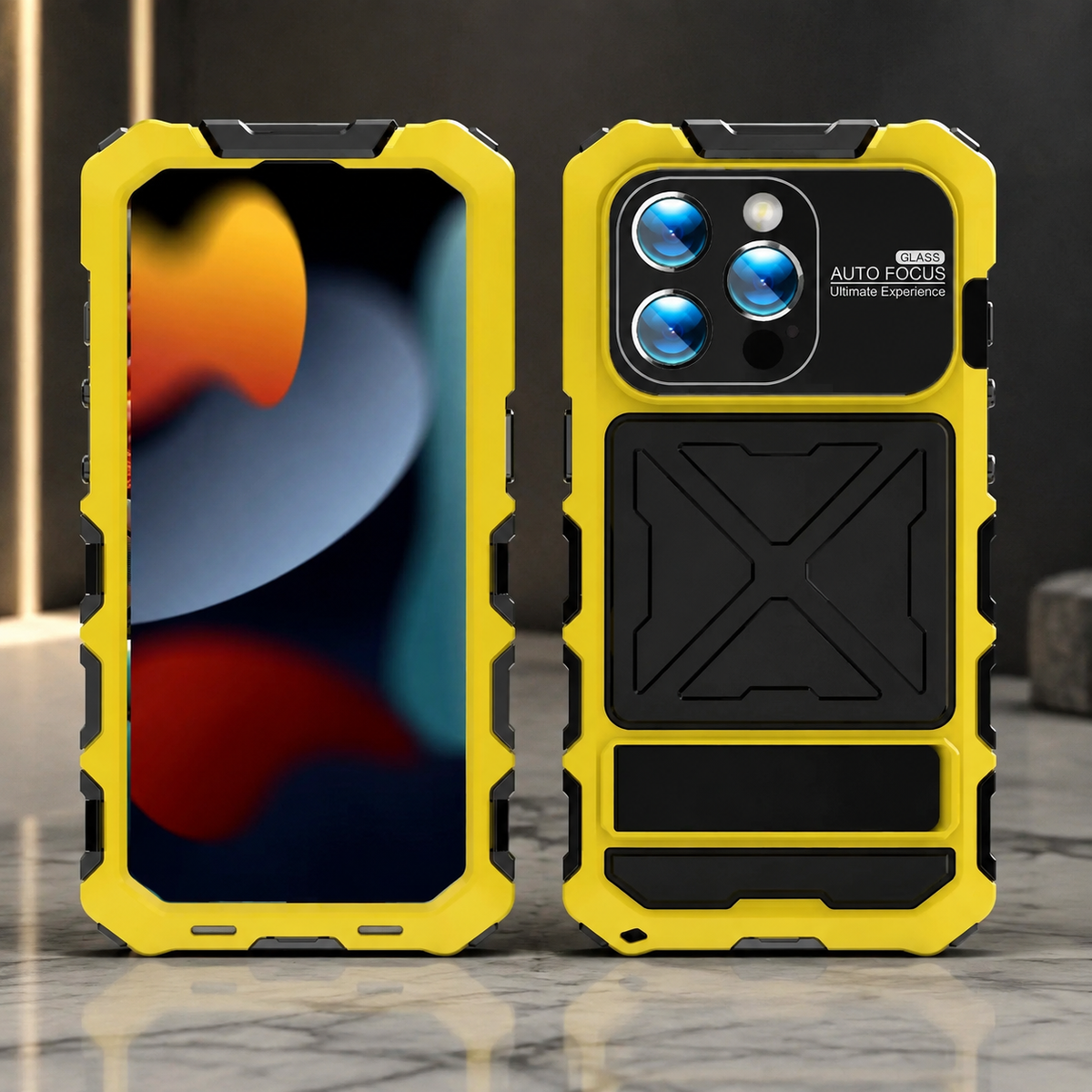 Premium iPhone Case Shockproof Metal Bumper Anti Fall Silicone Bracket Rugged Edge Protection Anti Slip Lightweight Protective Cover Durable Frame