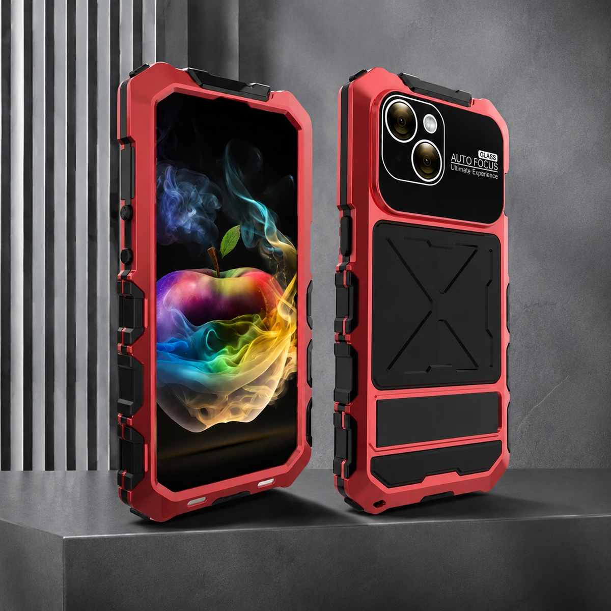 Premium iPhone Case Shockproof Metal Bumper Anti Fall Silicone Bracket Rugged Edge Protection Anti Slip Lightweight Protective Cover Durable Frame