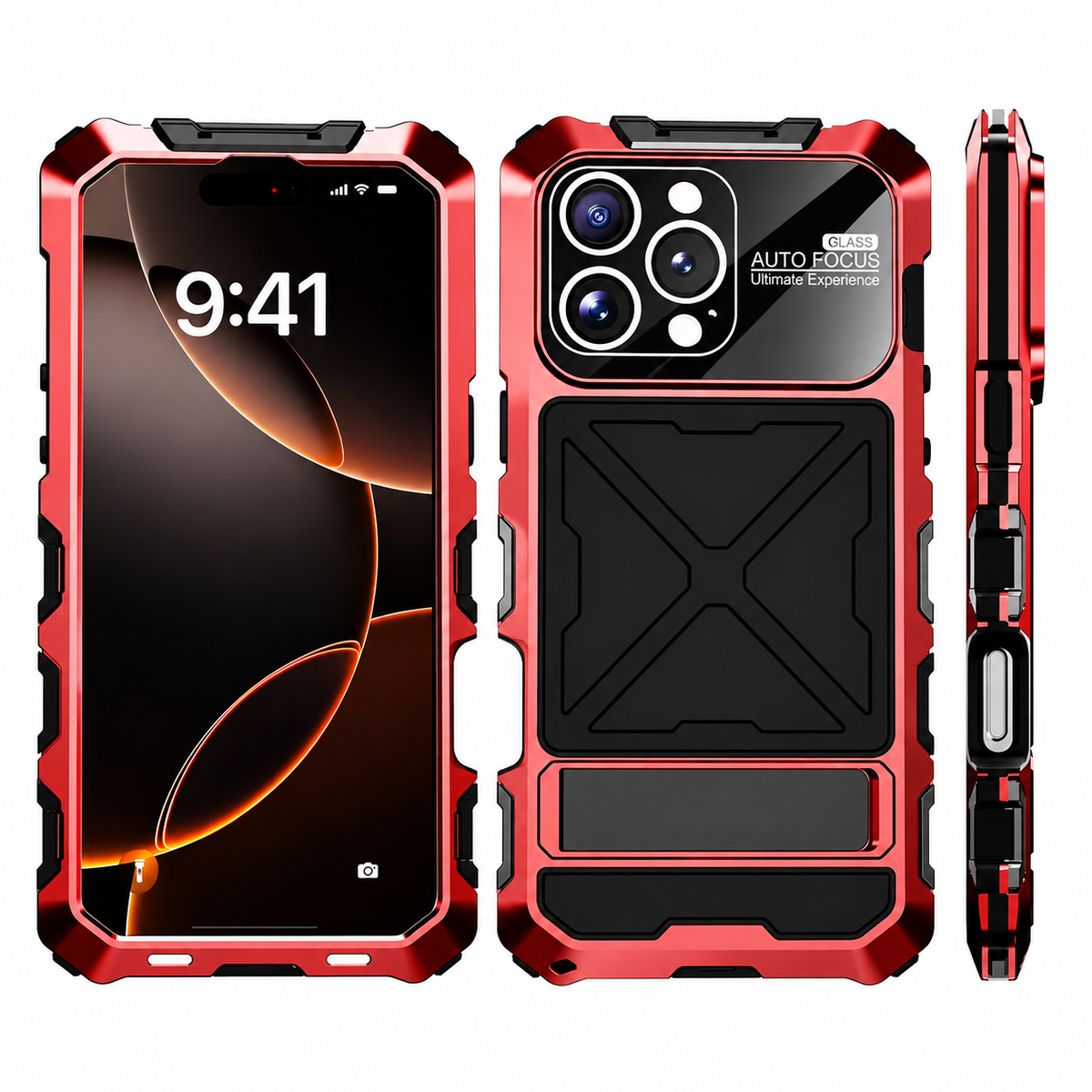 Premium iPhone Case Shockproof Metal Bumper Anti Fall Silicone Bracket Rugged Edge Protection Anti Slip Lightweight Protective Cover Durable Frame