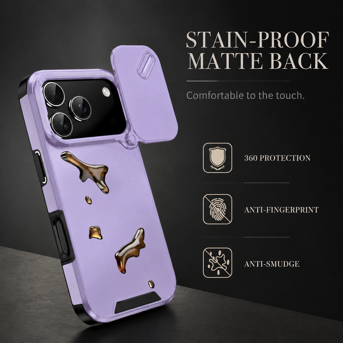 Premium iPhone Case Shockproof PC TPU Dual Layer Slide Camera Cover Anti Collision Raised Edge Protection Slim Full Coverage Durable Protective Design