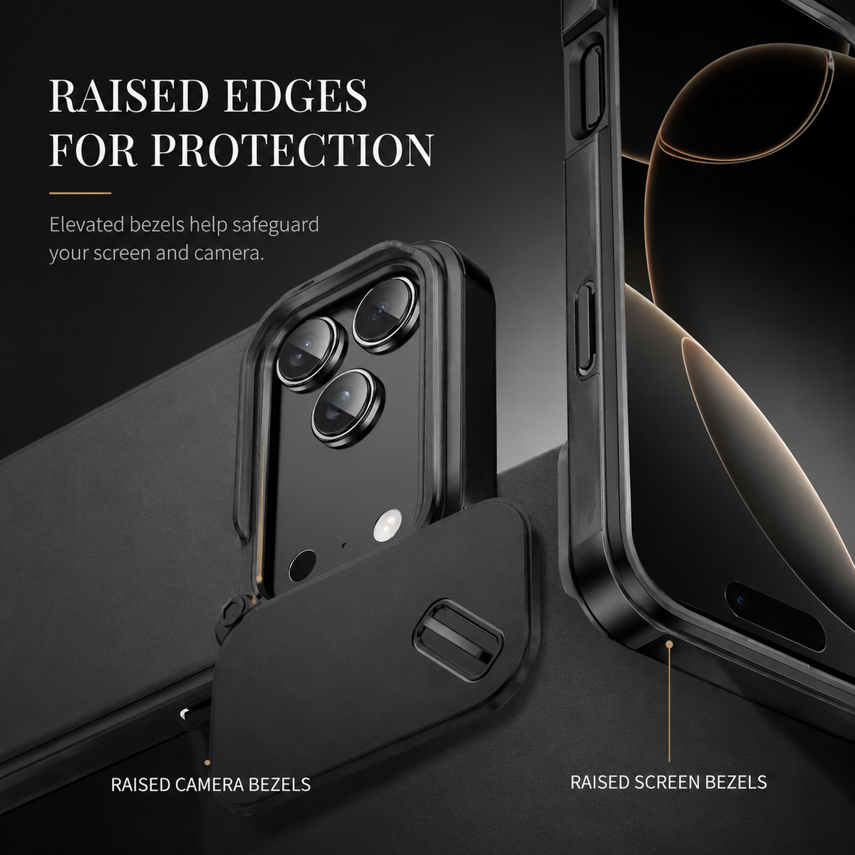 Premium iPhone Case Shockproof PC TPU Dual Layer Slide Camera Cover Anti Collision Raised Edge Protection Slim Full Coverage Durable Protective Design