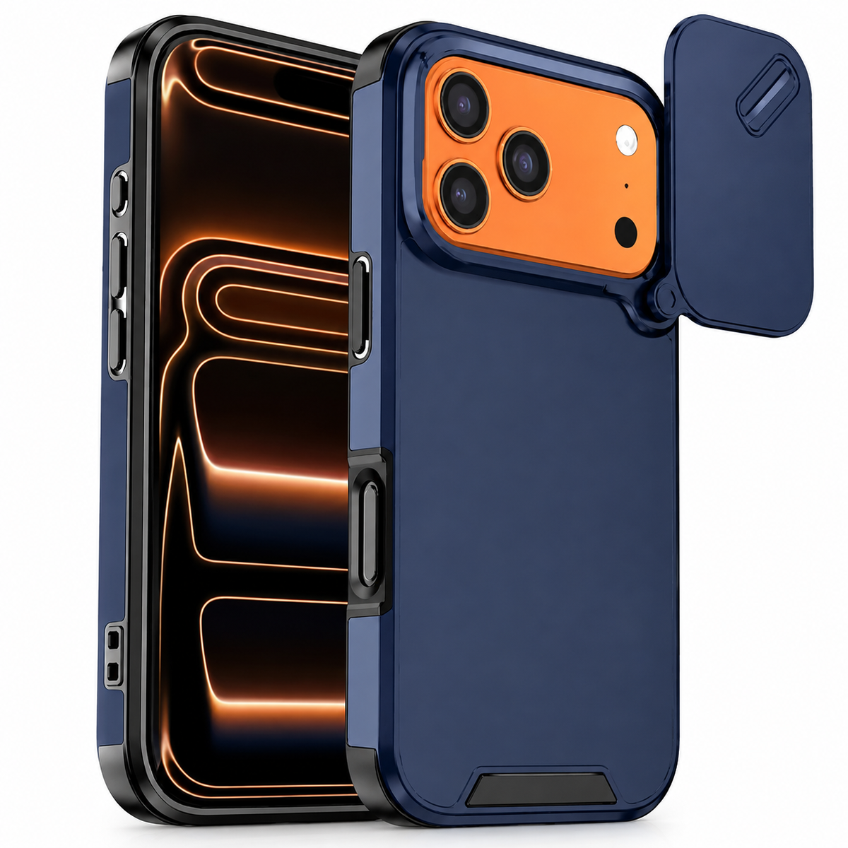 Premium iPhone Case Shockproof PC TPU Dual Layer Slide Camera Cover Anti Collision Raised Edge Protection Slim Full Coverage Durable Protective Design
