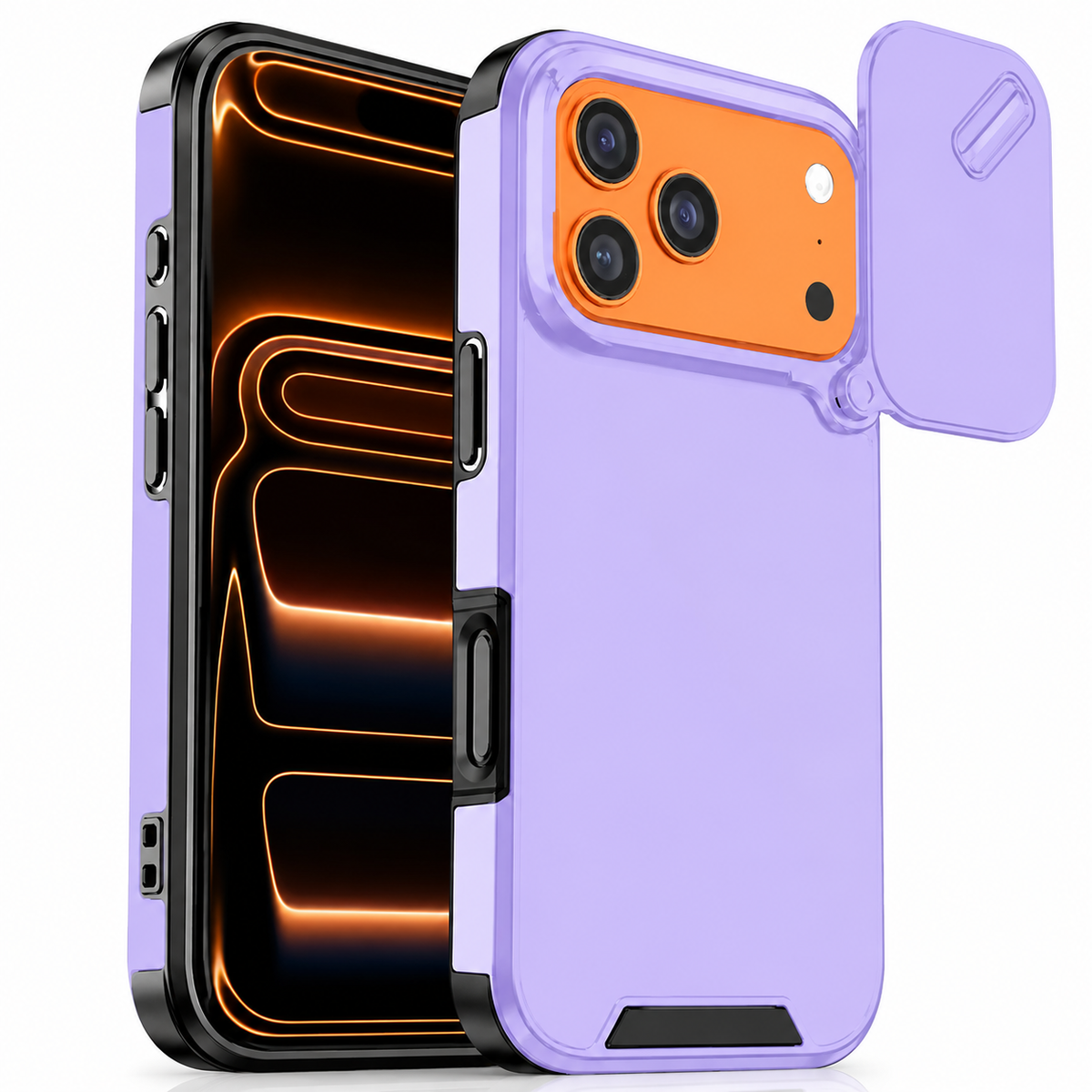 Premium iPhone Case Shockproof PC TPU Dual Layer Slide Camera Cover Anti Collision Raised Edge Protection Slim Full Coverage Durable Protective Design
