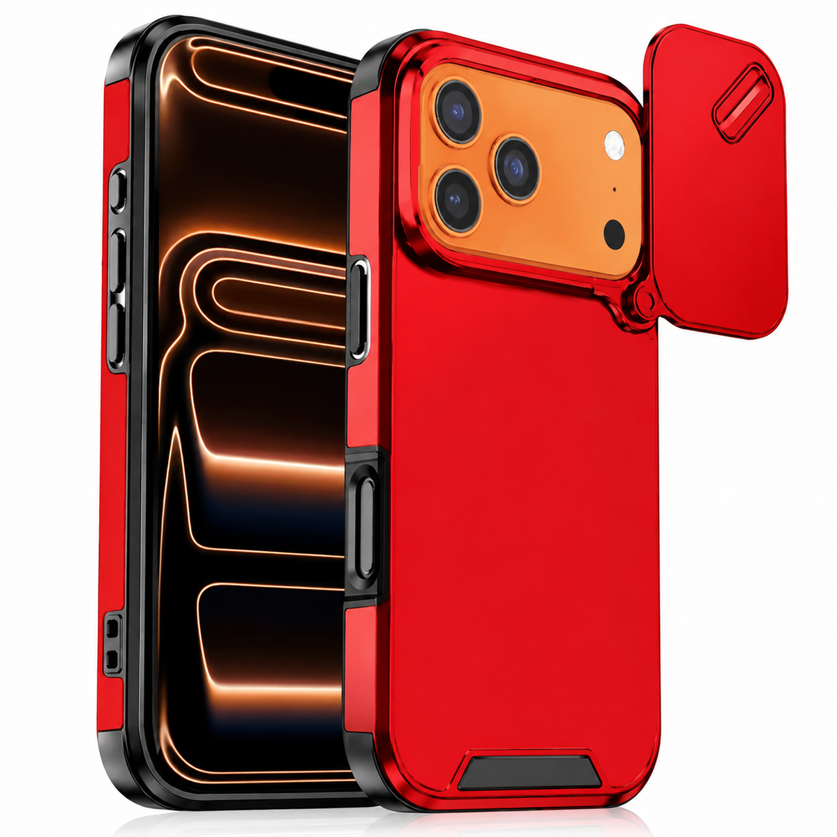 Premium iPhone Case Shockproof PC TPU Dual Layer Slide Camera Cover Anti Collision Raised Edge Protection Slim Full Coverage Durable Protective Design