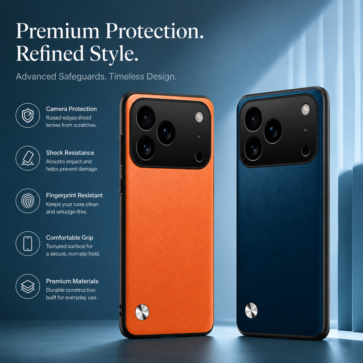 Premium iPhone Case Shockproof PC TPU Protective Cover Silicone Bumper Full Coverage Dustproof Slim Non Slip Soft Edge Anti Scratch Plain Design