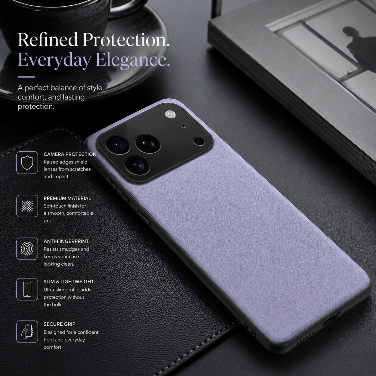 Premium iPhone Case Shockproof PC TPU Protective Cover Silicone Bumper Full Coverage Dustproof Slim Non Slip Soft Edge Anti Scratch Plain Design
