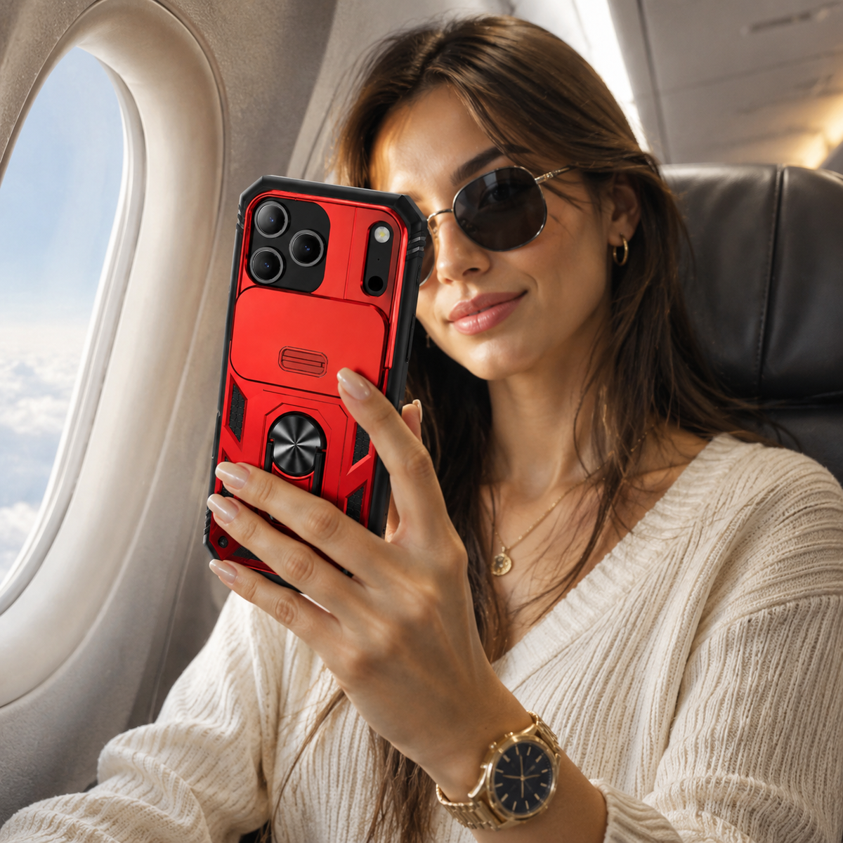 Premium iPhone Case Shockproof Sliding Camera Cover 360° Rotating Kickstand Heavy Duty Anti Slip Full Coverage Protective Phone Case Camera Protection