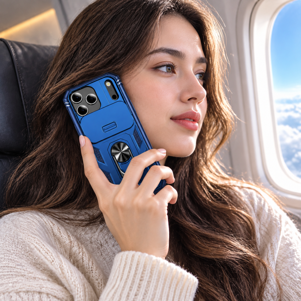 Premium iPhone Case Shockproof Sliding Camera Cover 360° Rotating Kickstand Heavy Duty Anti Slip Full Coverage Protective Phone Case Camera Protection