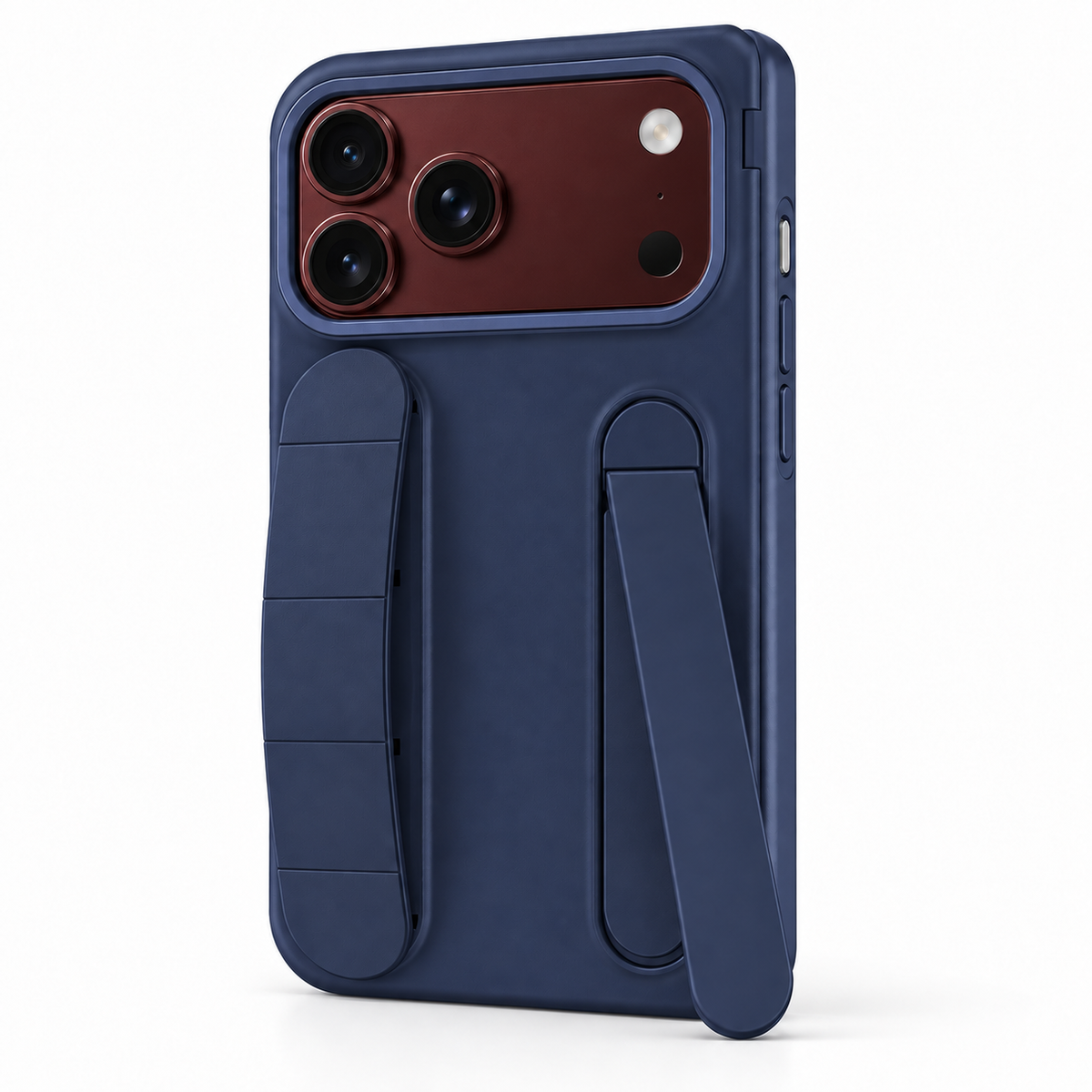 Premium iPhone Case Silicone Palm Strap Wristband Hinge Protection Foldable Cover Hard PC HD Screen Protector Shockproof Slim Durable Protective Phone Case