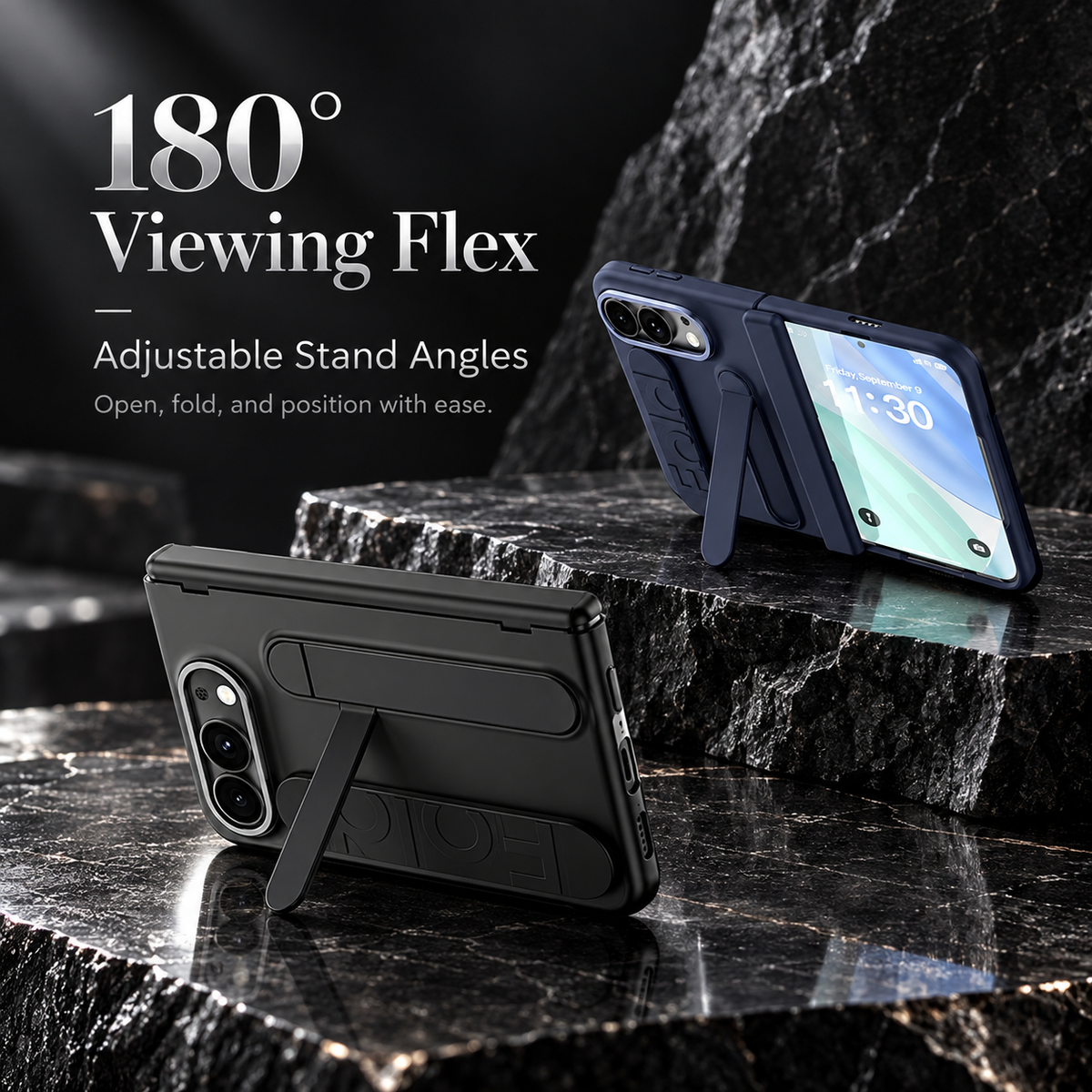 Premium iPhone Case Silicone Palm Strap Wristband Hinge Protection Foldable Cover Hard PC HD Screen Protector Shockproof Slim Durable Protective Phone Case