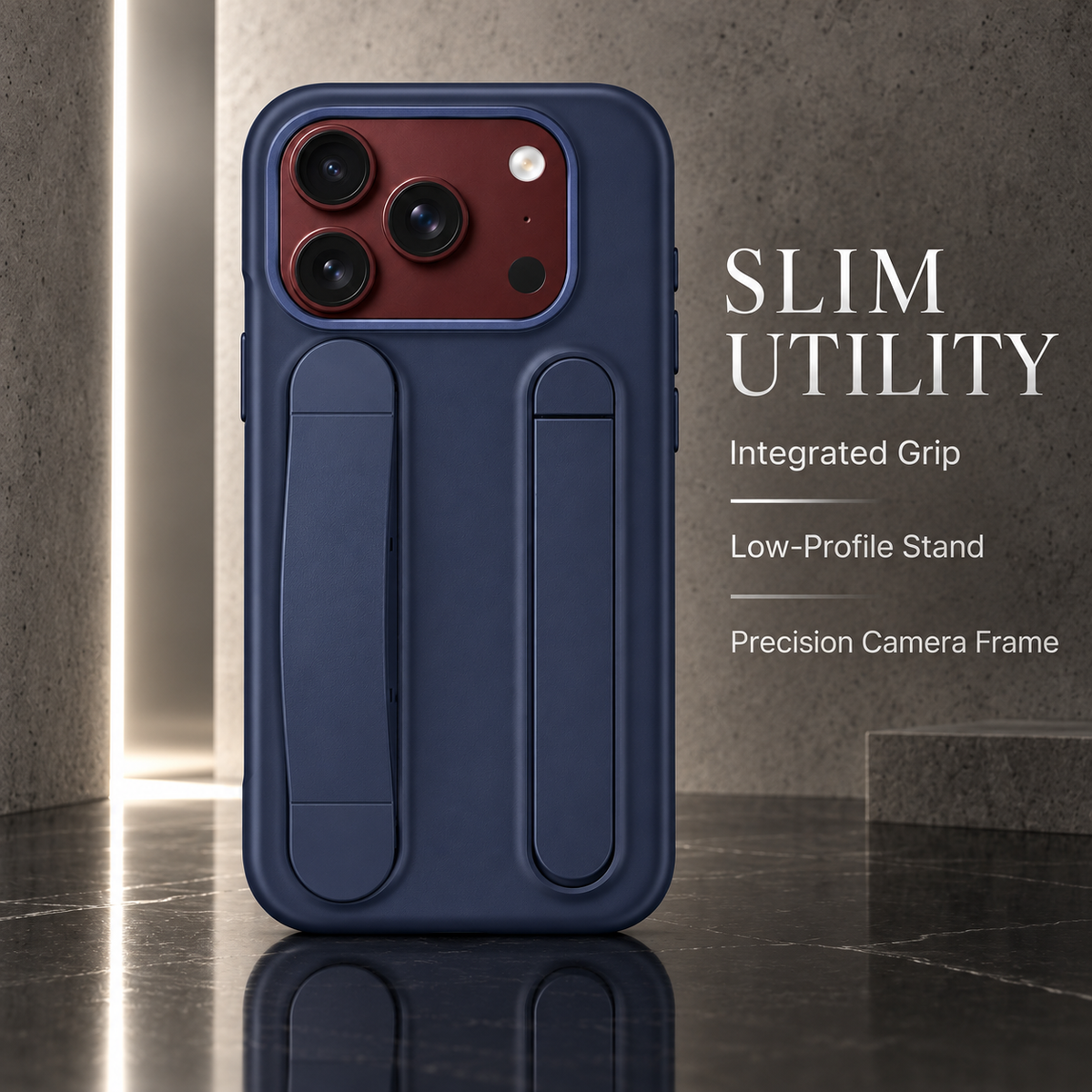 Premium iPhone Case Silicone Palm Strap Wristband Hinge Protection Foldable Cover Hard PC HD Screen Protector Shockproof Slim Durable Protective Phone Case