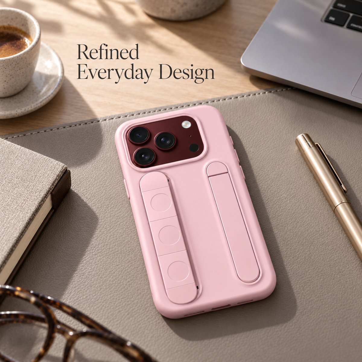 Premium iPhone Case Silicone Palm Strap Wristband Hinge Protection Foldable Cover Hard PC HD Screen Protector Shockproof Slim Durable Protective Phone Case