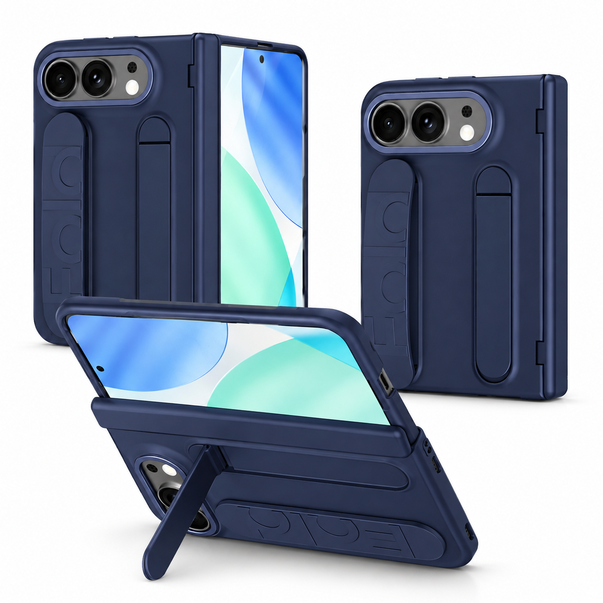 Premium iPhone Case Silicone Palm Strap Wristband Hinge Protection Foldable Cover Hard PC HD Screen Protector Shockproof Slim Durable Protective Phone Case