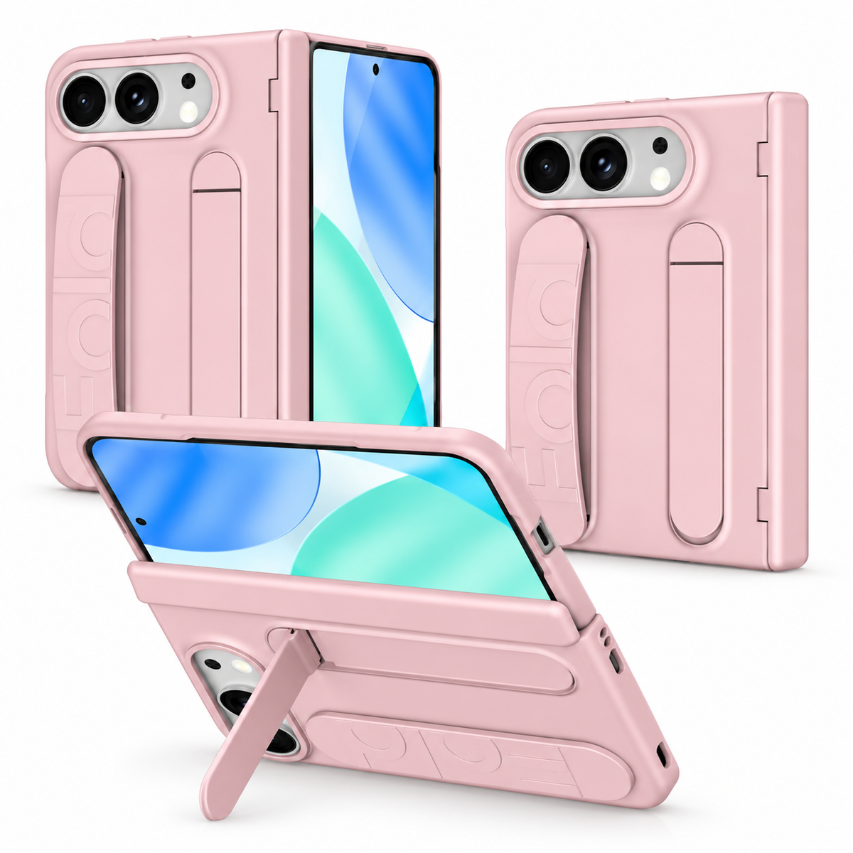 Premium iPhone Case Silicone Palm Strap Wristband Hinge Protection Foldable Cover Hard PC HD Screen Protector Shockproof Slim Durable Protective Phone Case