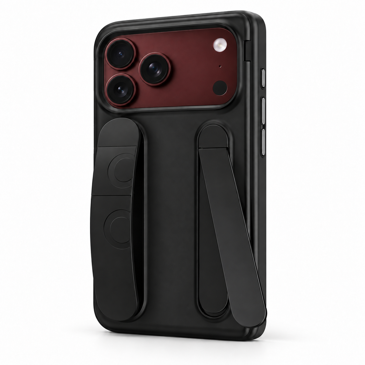 Premium iPhone Case Silicone Palm Strap Wristband Hinge Protection Foldable Cover Hard PC HD Screen Protector Shockproof Slim Durable Protective Phone Case