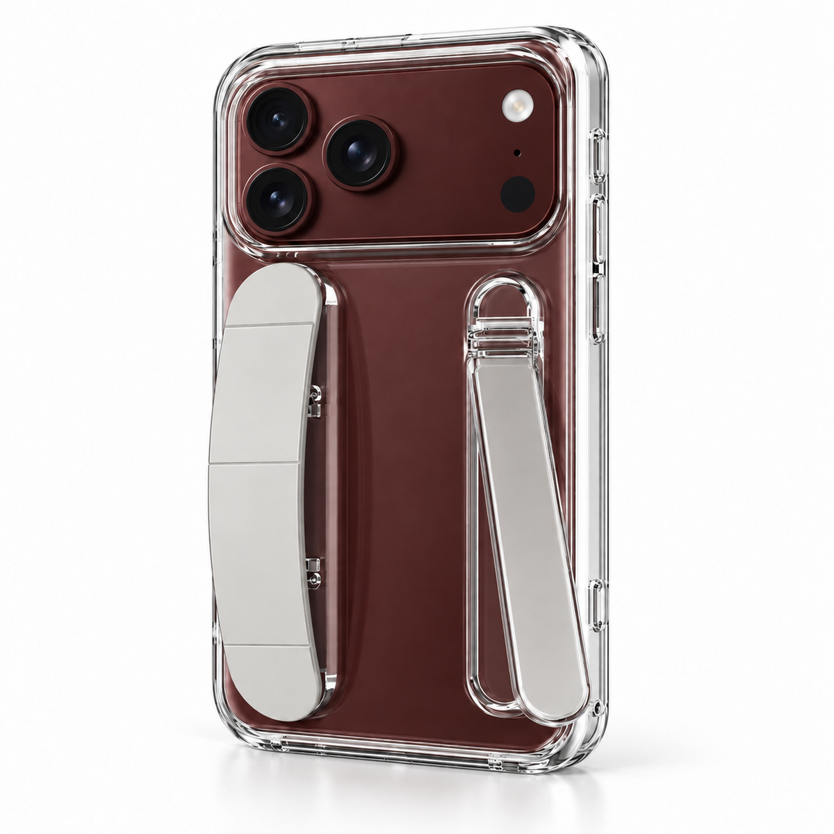 Premium iPhone Case Silicone Palm Strap Wristband Hinge Protection Foldable Cover Hard PC HD Screen Protector Shockproof Slim Durable Protective Phone Case