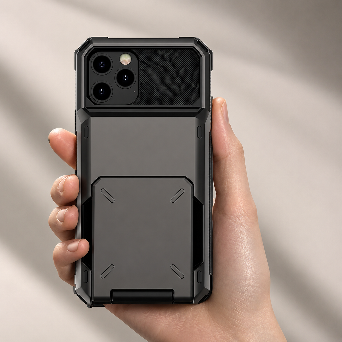 Premium iPhone Case Slide Wallet Card Case Shockproof Dual Layer PC Cover Non Slip Anti Scratch Business Protective Full Coverage Magnetic Slim Design