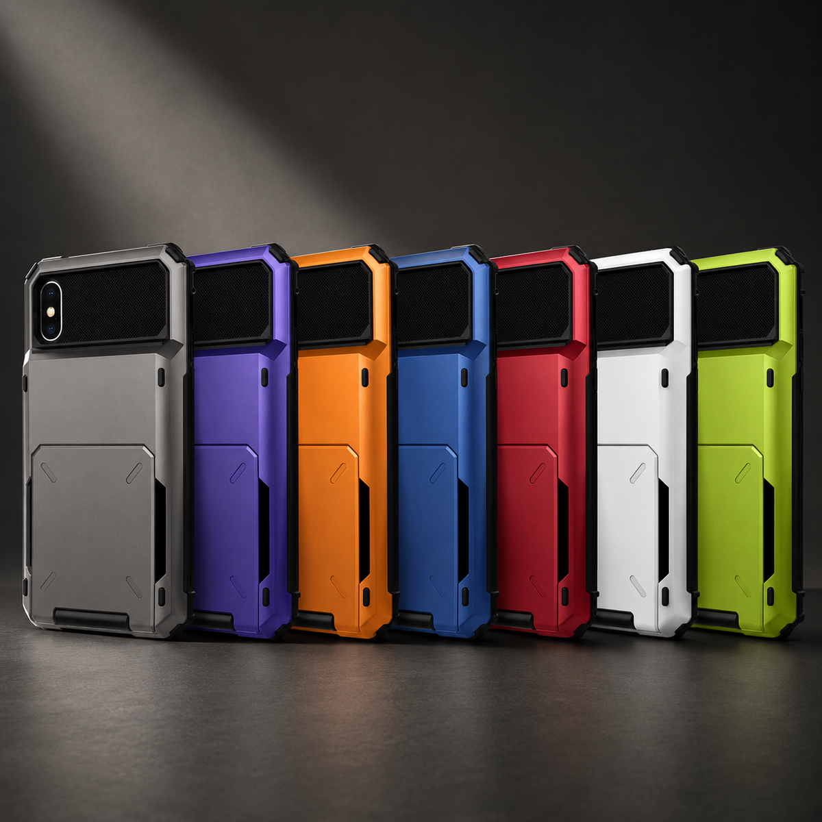 Premium iPhone Case Slide Wallet Card Case Shockproof Dual Layer PC Cover Non Slip Anti Scratch Business Protective Full Coverage Magnetic Slim Design