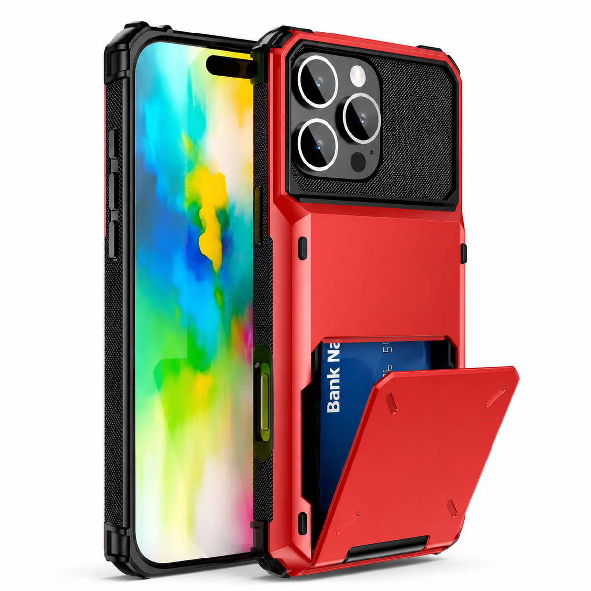 Premium iPhone Case Slide Wallet Card Case Shockproof Dual Layer PC Cover Non Slip Anti Scratch Business Protective Full Coverage Magnetic Slim Design