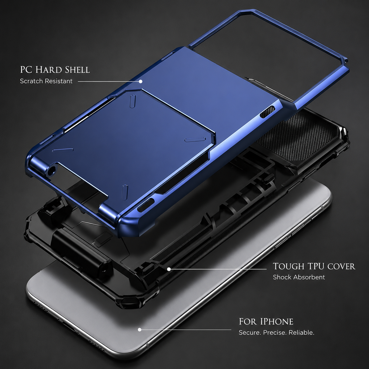 Premium iPhone Case Slide Wallet Card Case Shockproof Dual Layer PC Cover Non Slip Anti Scratch Business Protective Full Coverage Magnetic Slim Design