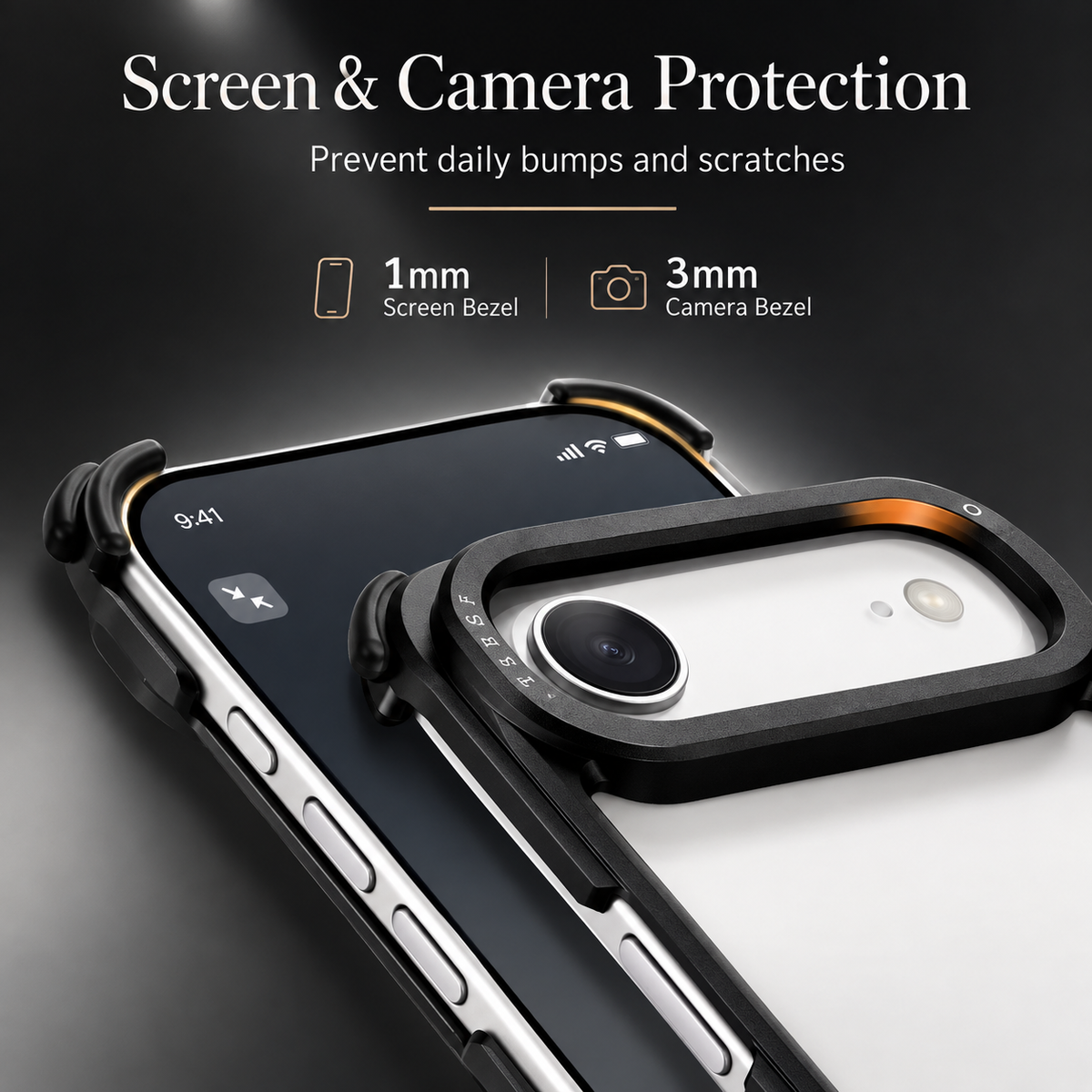 Premium iPhone Case Slim Aluminum Alloy Frameless Shockproof Cover Minimalist Wireless Charging Compatible Edge Protection Lightweight Slim Case Build