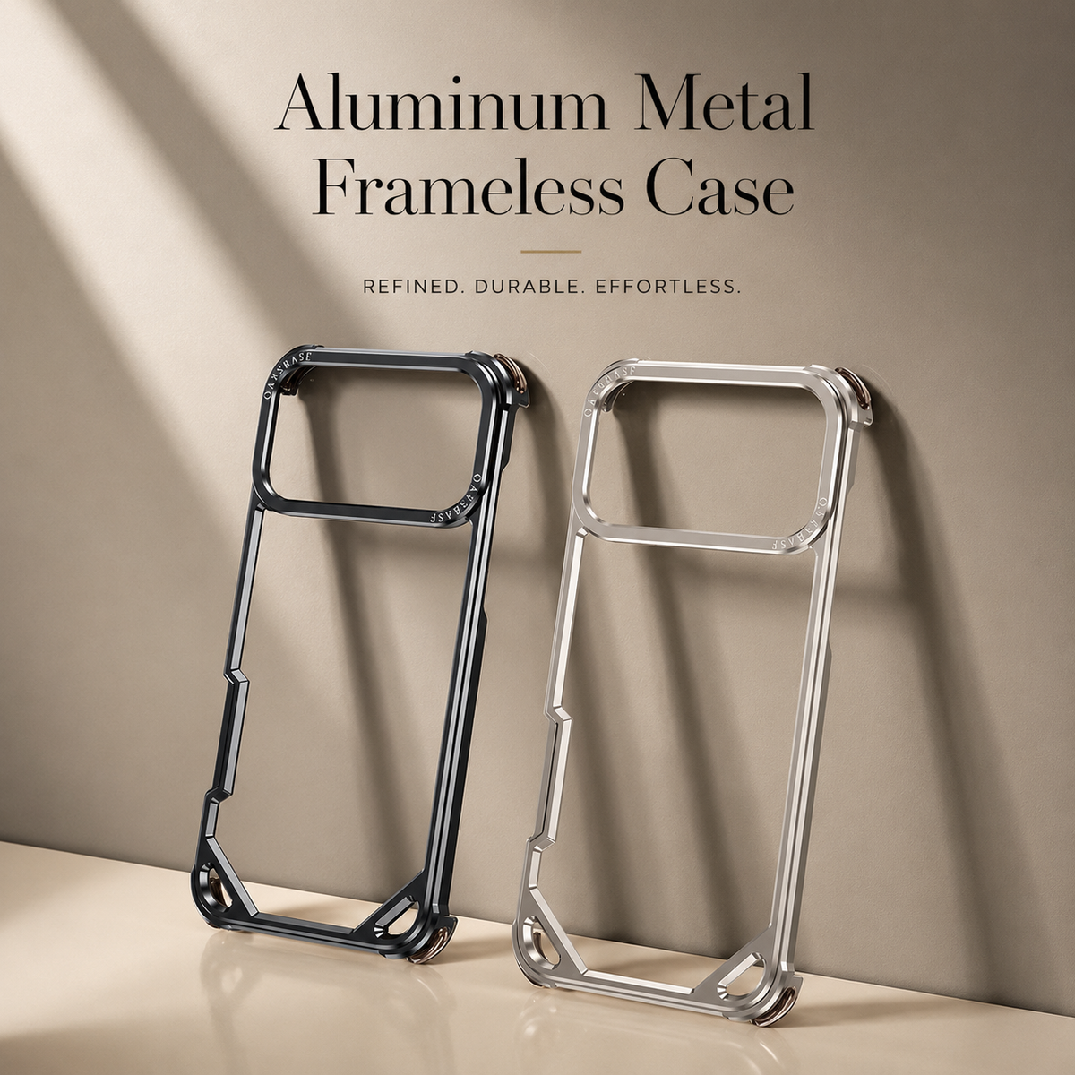 Premium iPhone Case Slim Aluminum Alloy Frameless Shockproof Cover Minimalist Wireless Charging Compatible Edge Protection Lightweight Slim Case Build