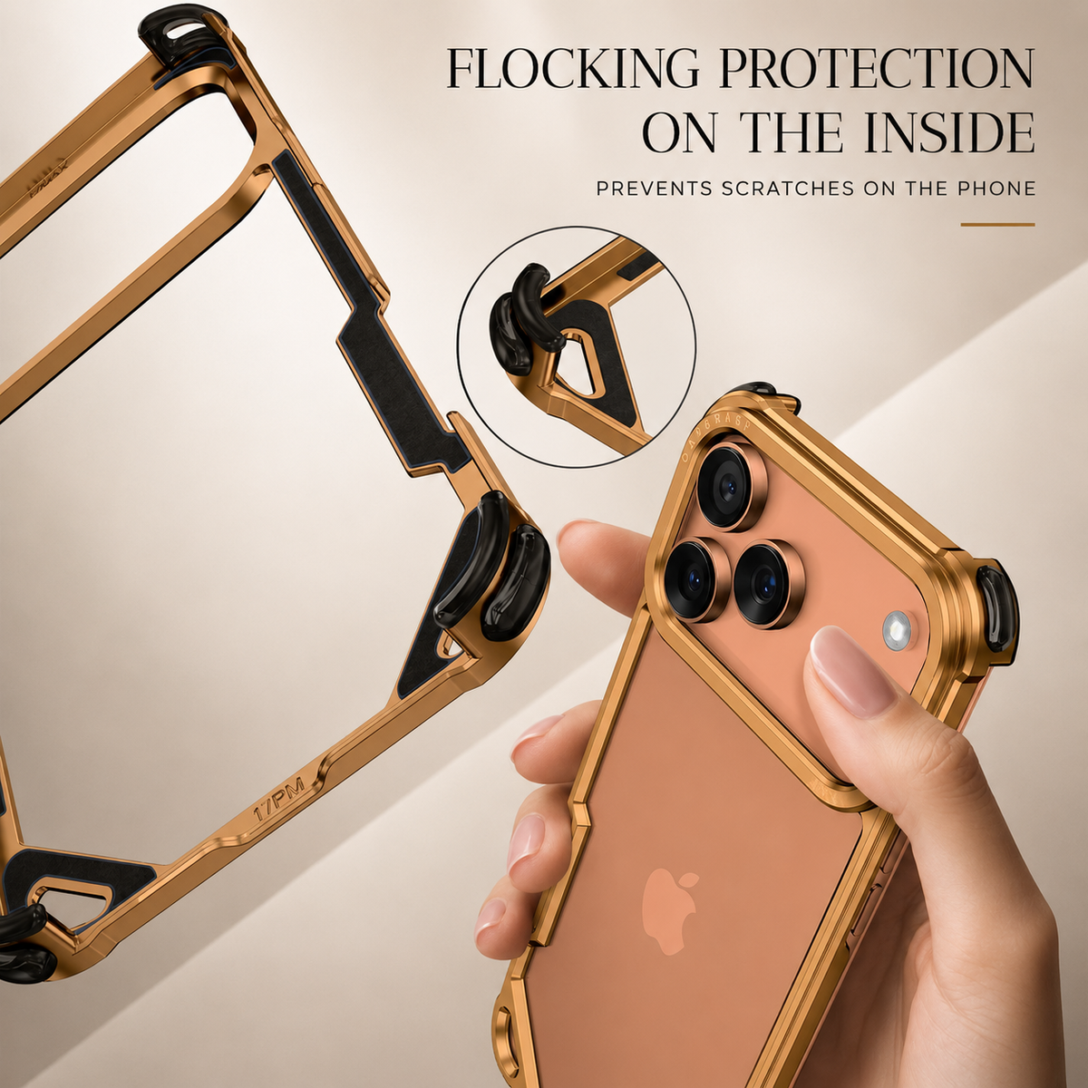 Premium iPhone Case Slim Aluminum Alloy Frameless Shockproof Cover Minimalist Wireless Charging Compatible Edge Protection Lightweight Slim Case Build