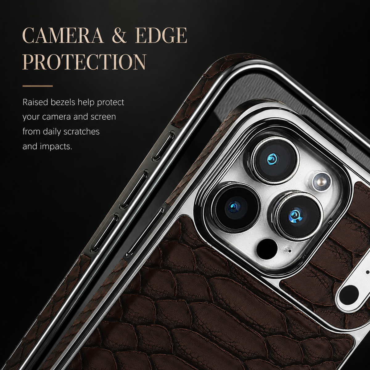 Premium iPhone Case Snake Pattern Leather Soft Flannel Lining Shockproof Anti Scratch Non Slip Fashion Protective Cover Wireless Charging Slim Design