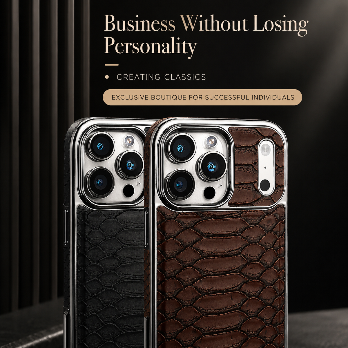 Premium iPhone Case Snake Pattern Leather Soft Flannel Lining Shockproof Anti Scratch Non Slip Fashion Protective Cover Wireless Charging Slim Design