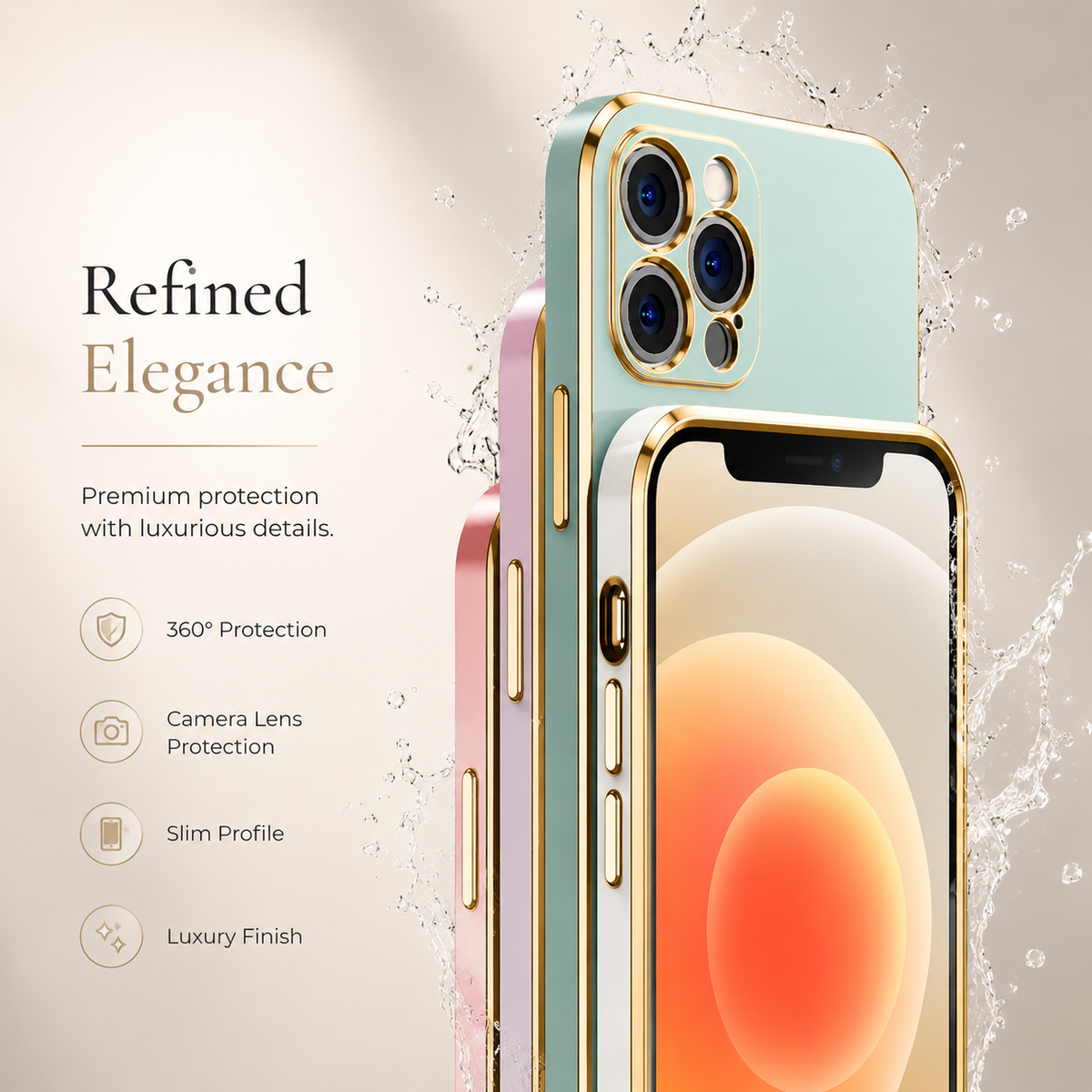Premium iPhone Case Soft Silicone Plated Edges Solid Color Slim Half Wrapped Anti Fingerprint Scratch Resistant Dustproof Protective Cover