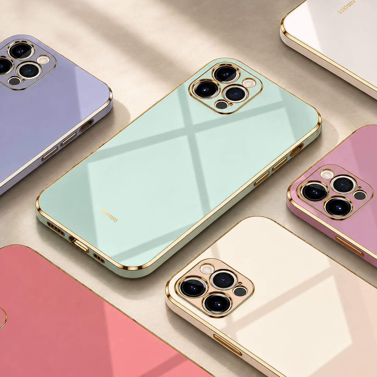Premium iPhone Case Soft Silicone Plated Edges Solid Color Slim Half Wrapped Anti Fingerprint Scratch Resistant Dustproof Protective Cover