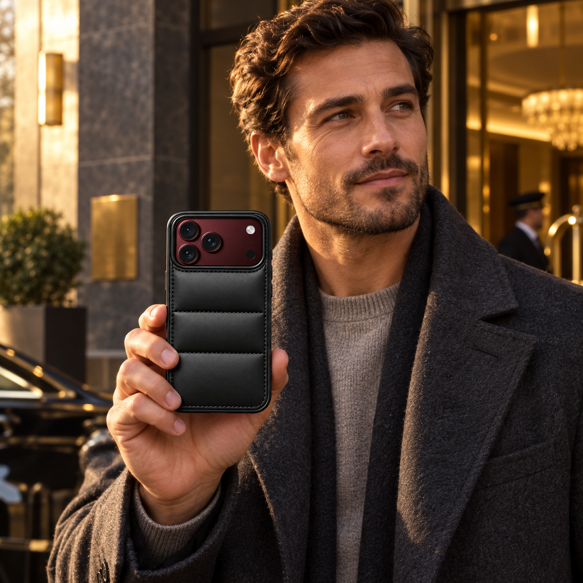 Premium iPhone Case Solid Color Down Jacket Style Anti Fall Shockproof Foldable Cover Soft Touch Slim Non Slip Durable Protective Padded Phone Cover Case