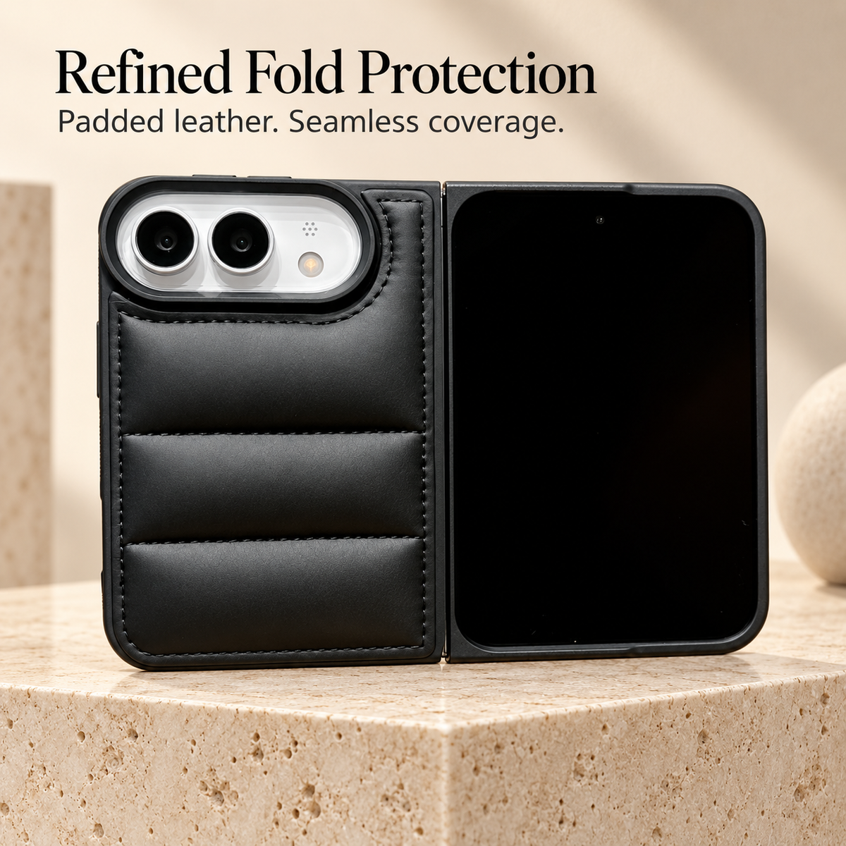 Premium iPhone Case Solid Color Down Jacket Style Anti Fall Shockproof Foldable Cover Soft Touch Slim Non Slip Durable Protective Padded Phone Cover Case