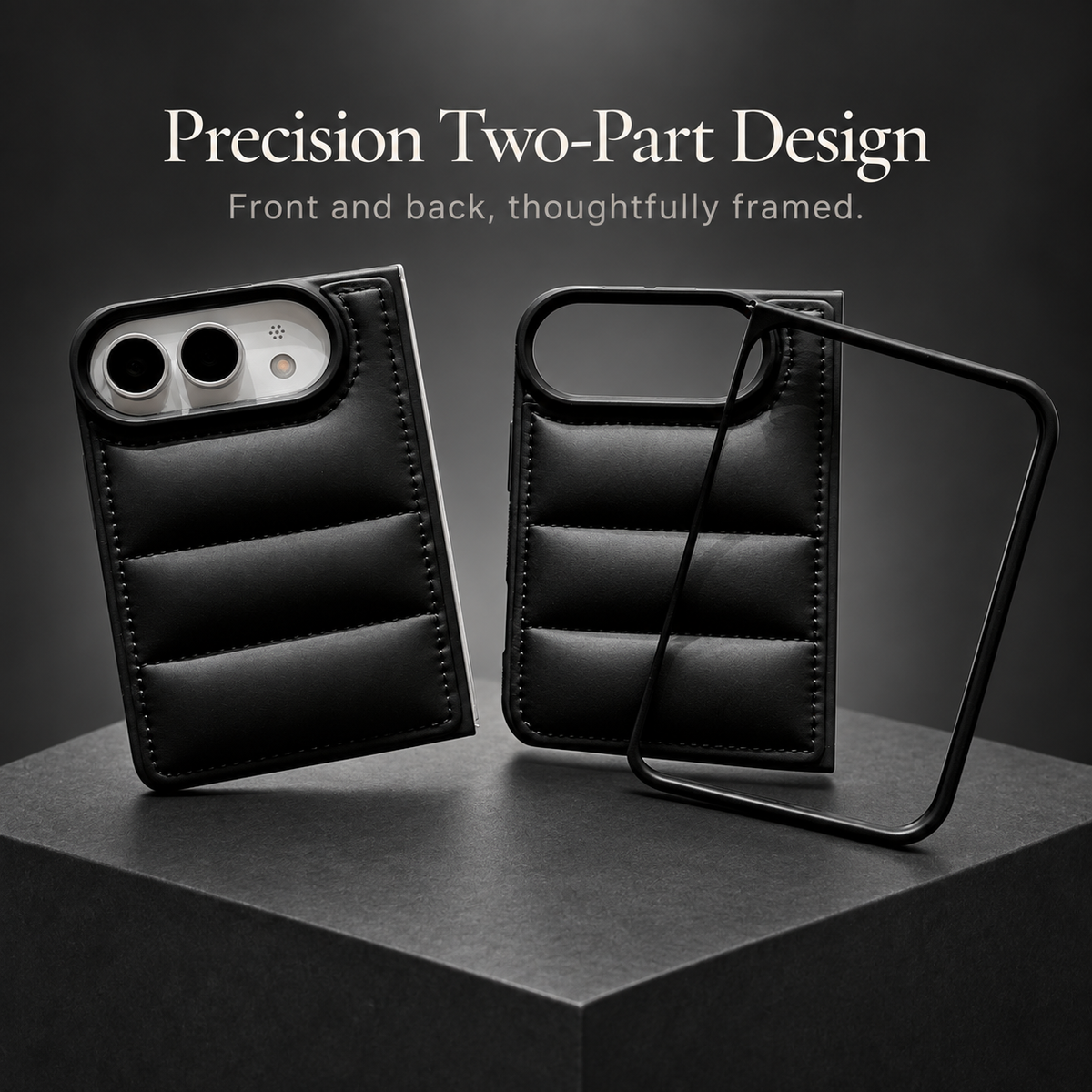 Premium iPhone Case Solid Color Down Jacket Style Anti Fall Shockproof Foldable Cover Soft Touch Slim Non Slip Durable Protective Padded Phone Cover Case