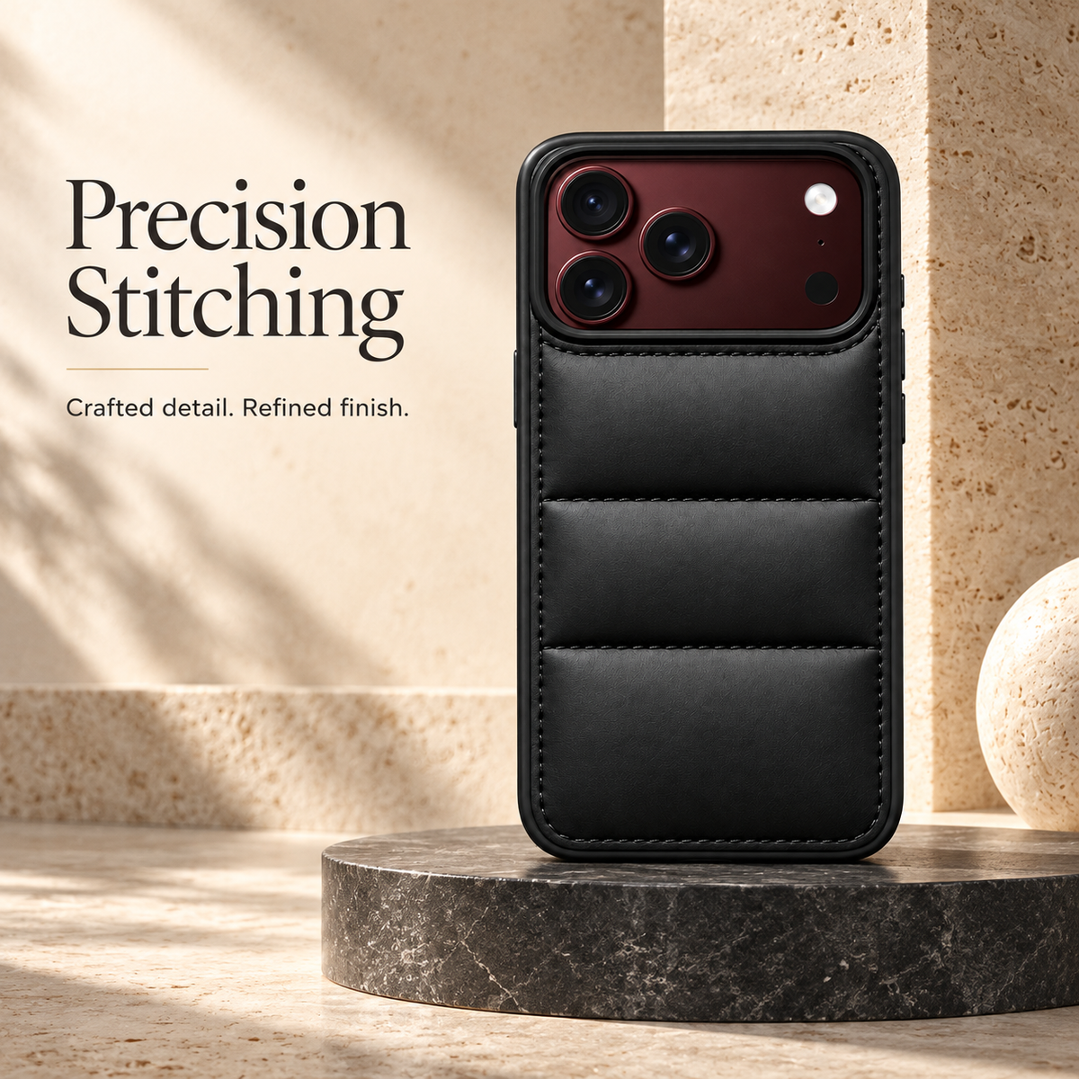 Premium iPhone Case Solid Color Down Jacket Style Anti Fall Shockproof Foldable Cover Soft Touch Slim Non Slip Durable Protective Padded Phone Cover Case