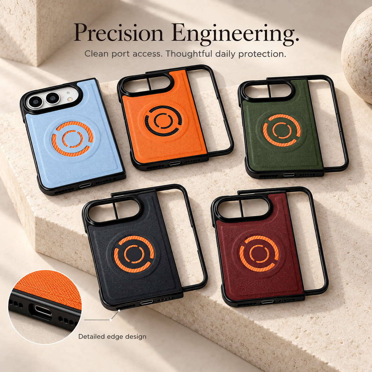 Premium iPhone Case Solid Color Hard PC Artificial Leather MagSafe Magnetic Wireless Charging Foldable Cover Shockproof Bumper Slim Durable Phone Cover Case
