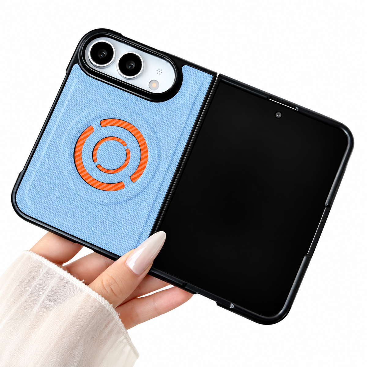 Premium iPhone Case Solid Color Hard PC Artificial Leather MagSafe Magnetic Wireless Charging Foldable Cover Shockproof Bumper Slim Durable Phone Cover Case