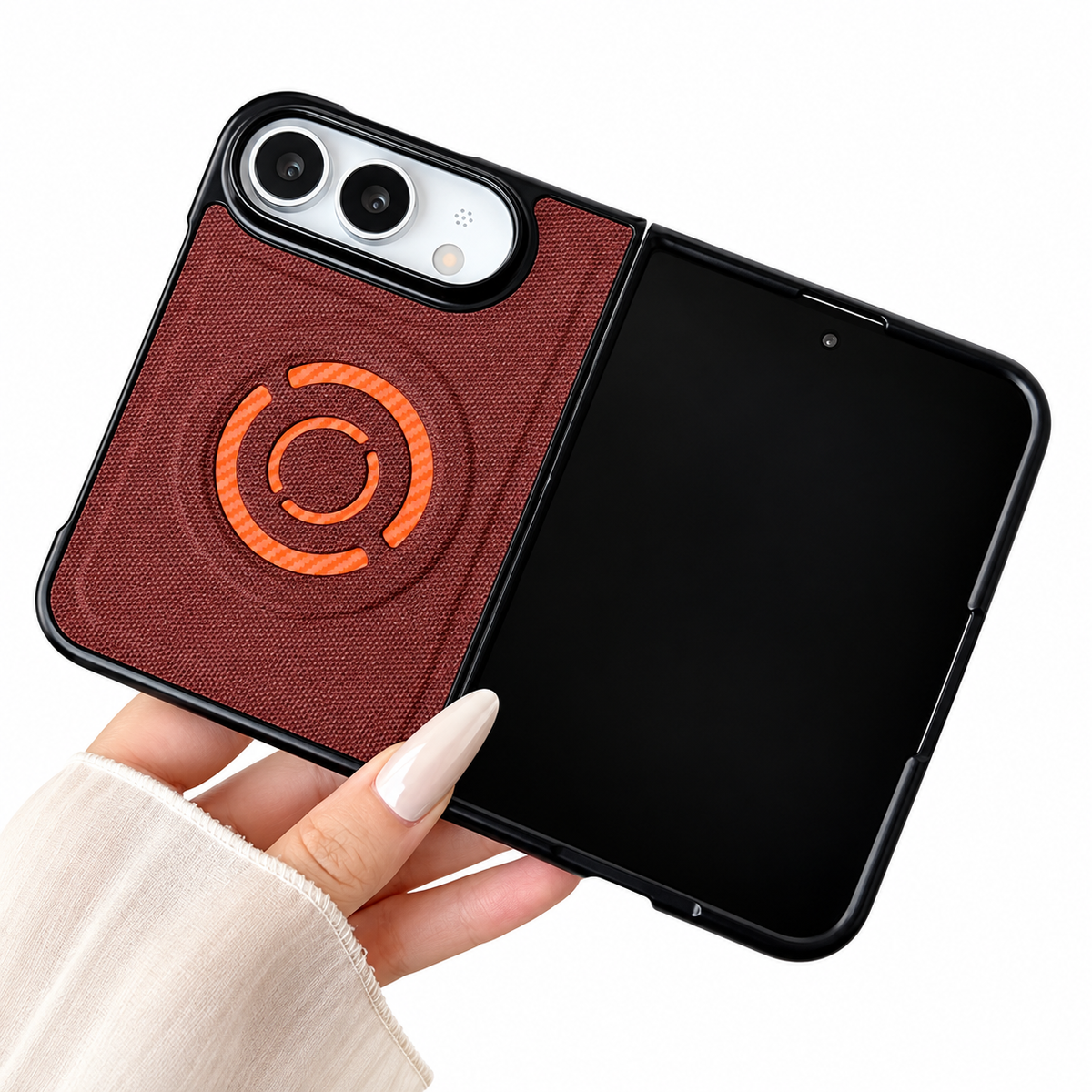 Premium iPhone Case Solid Color Hard PC Artificial Leather MagSafe Magnetic Wireless Charging Foldable Cover Shockproof Bumper Slim Durable Phone Cover Case