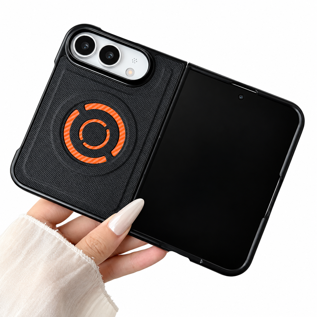 Premium iPhone Case Solid Color Hard PC Artificial Leather MagSafe Magnetic Wireless Charging Foldable Cover Shockproof Bumper Slim Durable Phone Cover Case