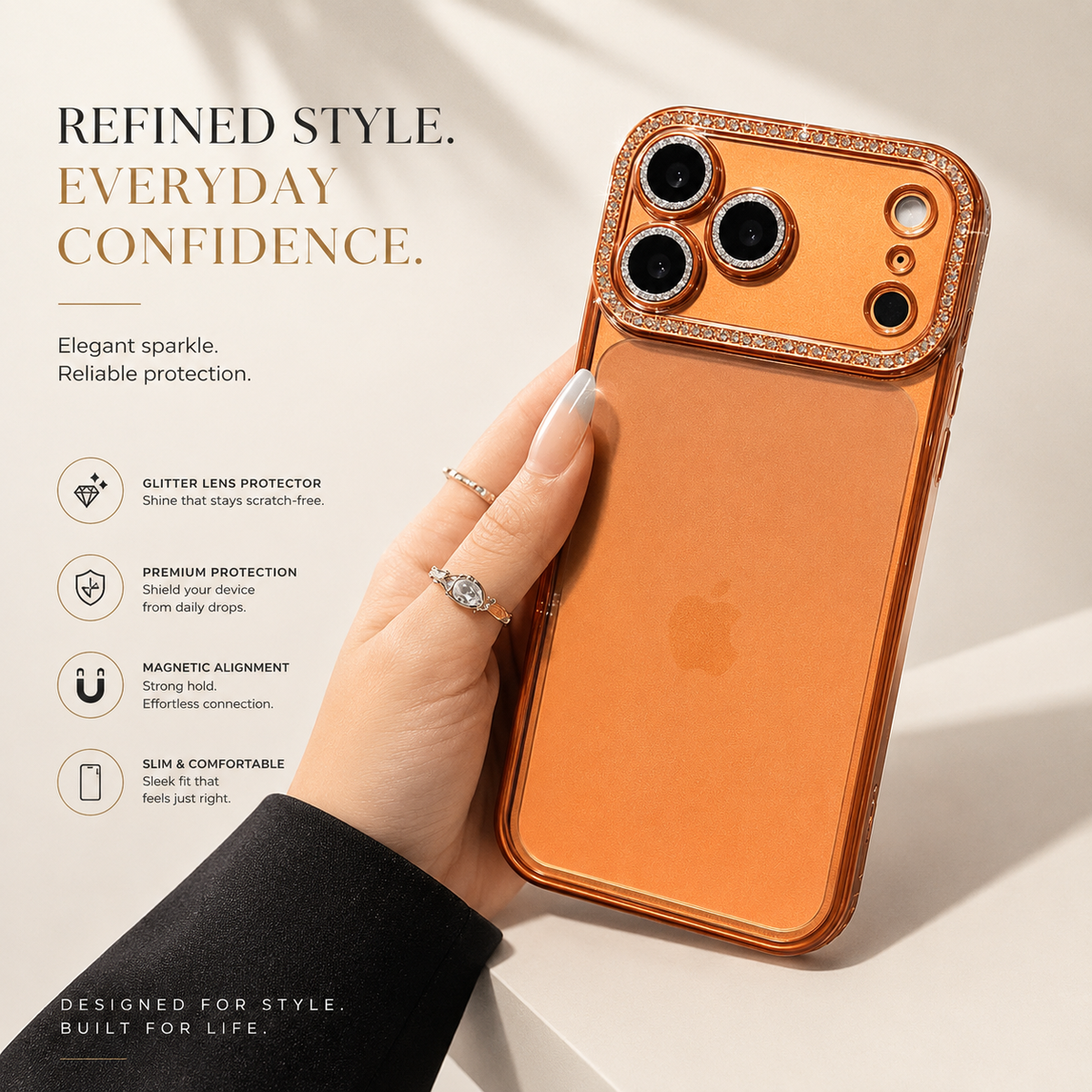 Premium iPhone Case Sparkling Rhinestone Clear Plating Shockproof TPU Dual Layer Anti Scratch Non Slip Lightweight Protective Bumper Cover Case Design