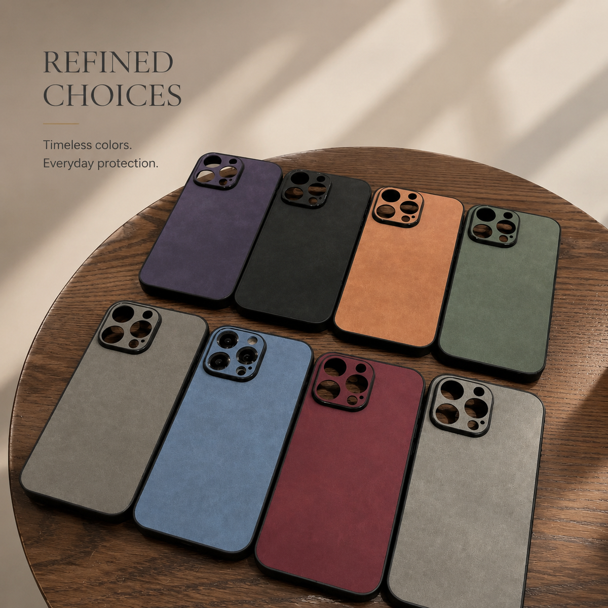Premium iPhone Case Suede Leather Electroplated Ultra Thin Shockproof Protective Cover Soft Silicone Edges Non Slip Camera Lens Protection Slim
