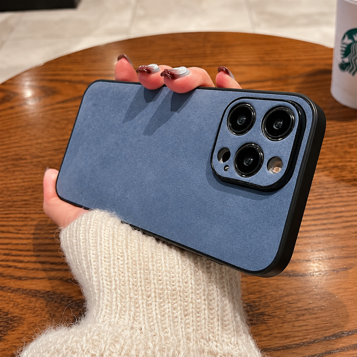Premium iPhone Case Suede Leather Electroplated Ultra Thin Shockproof Protective Cover Soft Silicone Edges Non Slip Camera Lens Protection Slim