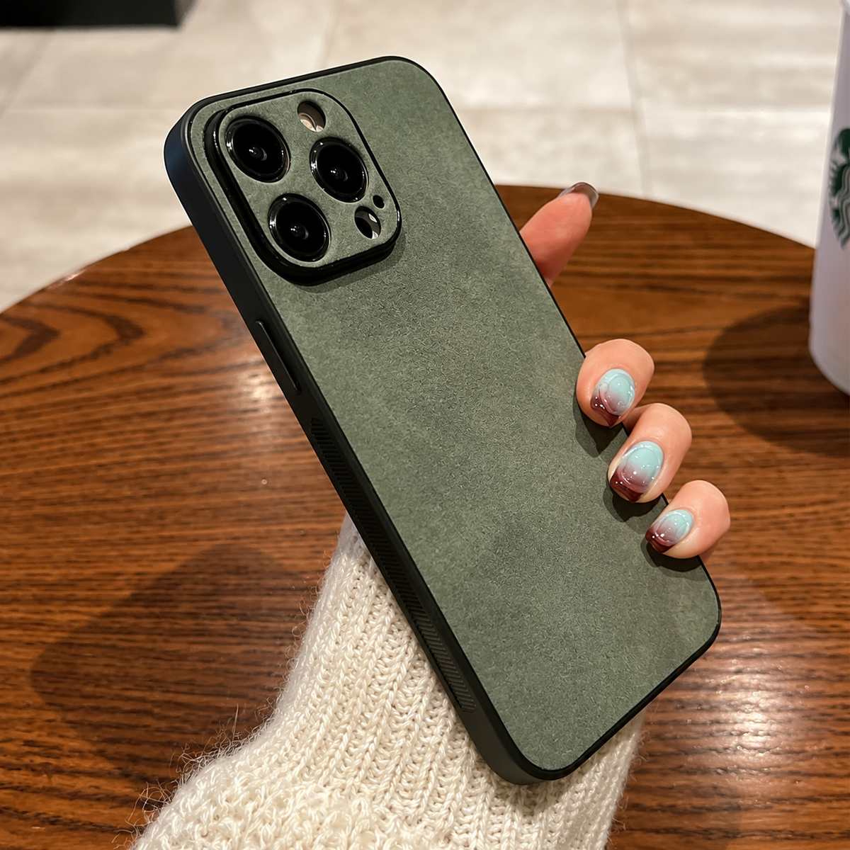 Premium iPhone Case Suede Leather Electroplated Ultra Thin Shockproof Protective Cover Soft Silicone Edges Non Slip Camera Lens Protection Slim