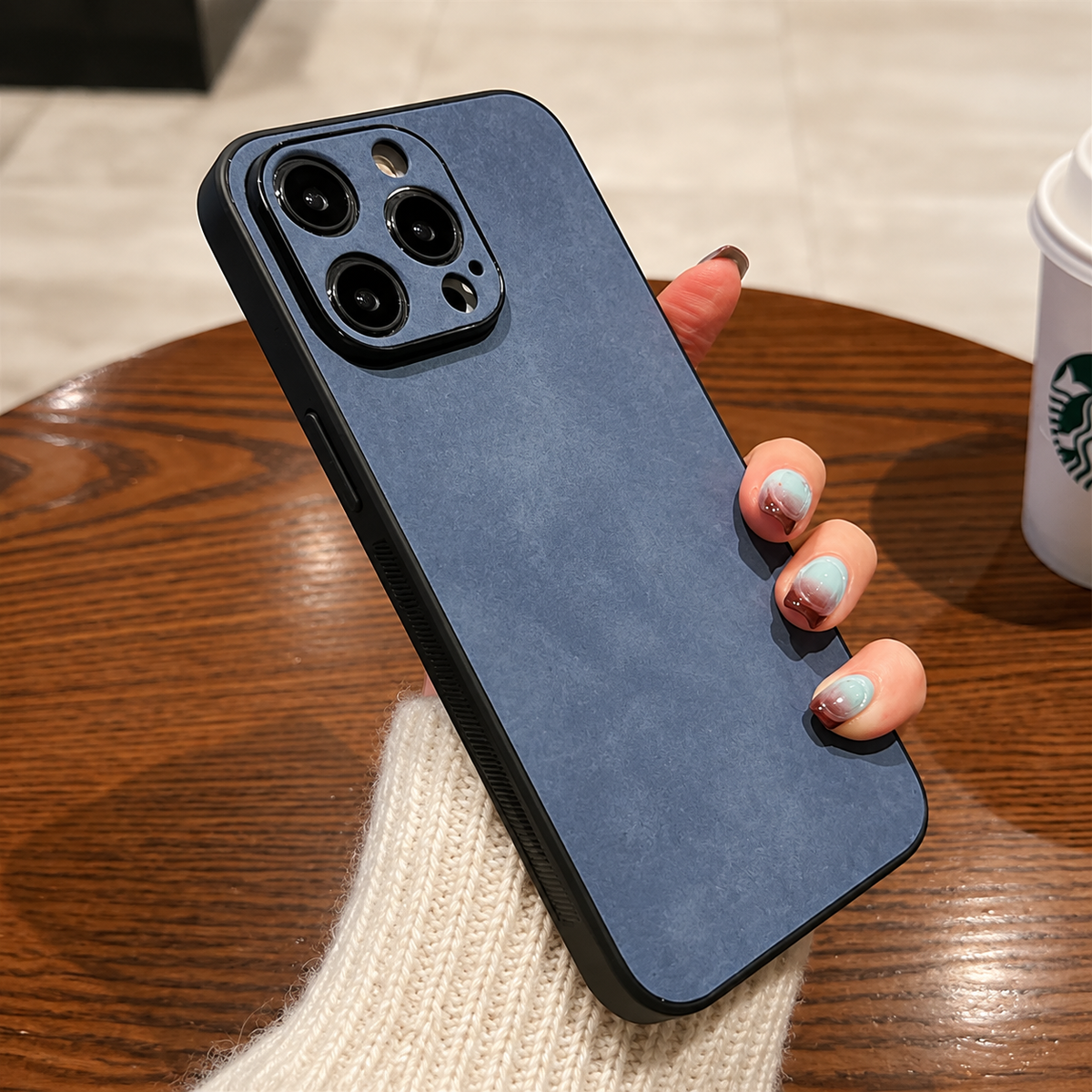 Premium iPhone Case Suede Leather Electroplated Ultra Thin Shockproof Protective Cover Soft Silicone Edges Non Slip Camera Lens Protection Slim