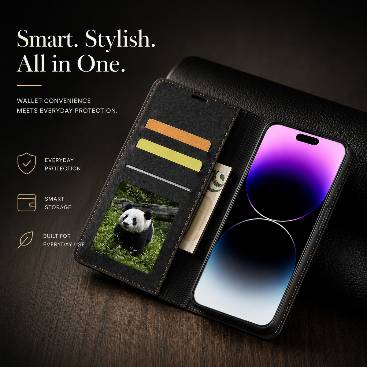 Premium iPhone Case Suede Leather Wallet Flip Cover Card Holder Magnetic Closure Shockproof Protective Cover Full Body Slim Design