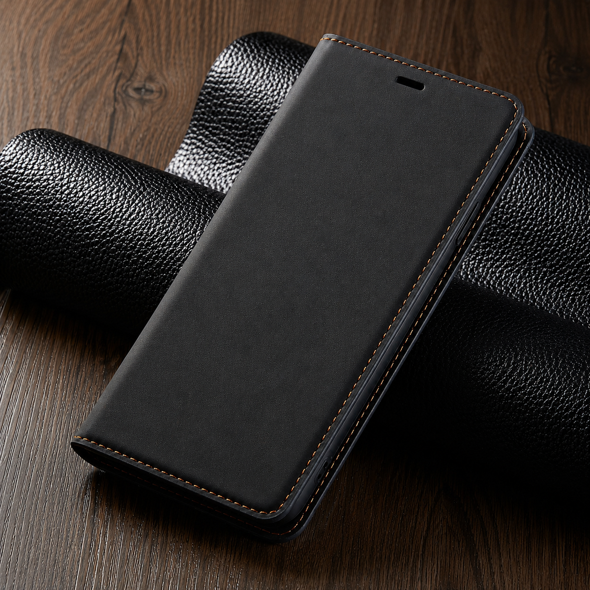 Premium iPhone Case Suede Leather Wallet Flip Cover Card Holder Magnetic Closure Shockproof Protective Cover Full Body Slim Design