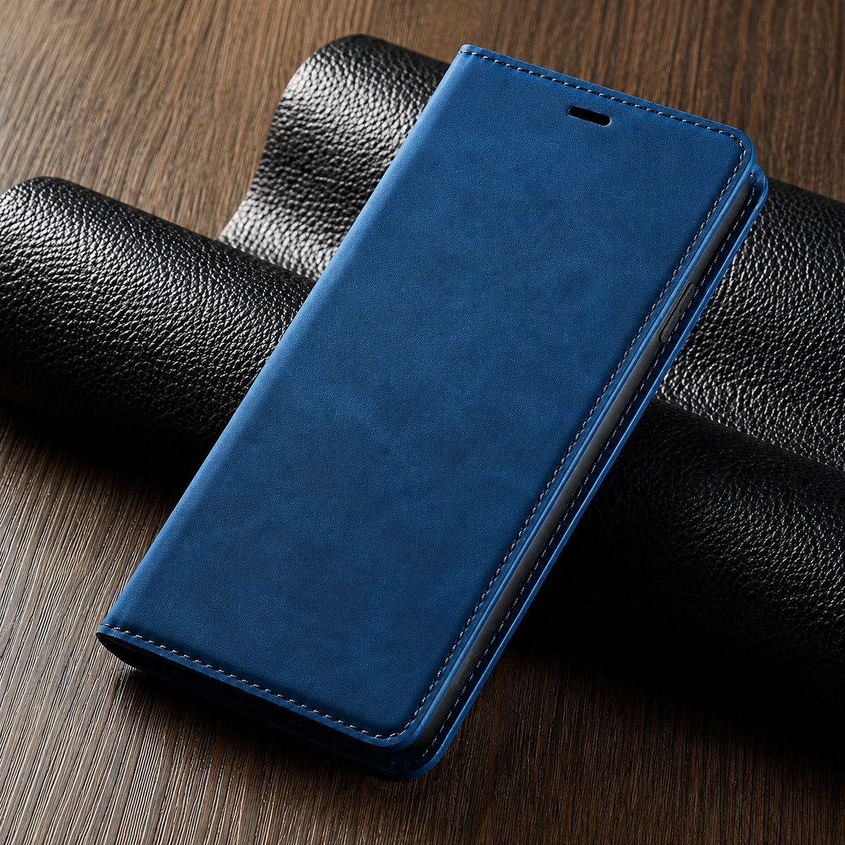 Premium iPhone Case Suede Leather Wallet Flip Cover Card Holder Magnetic Closure Shockproof Protective Cover Full Body Slim Design