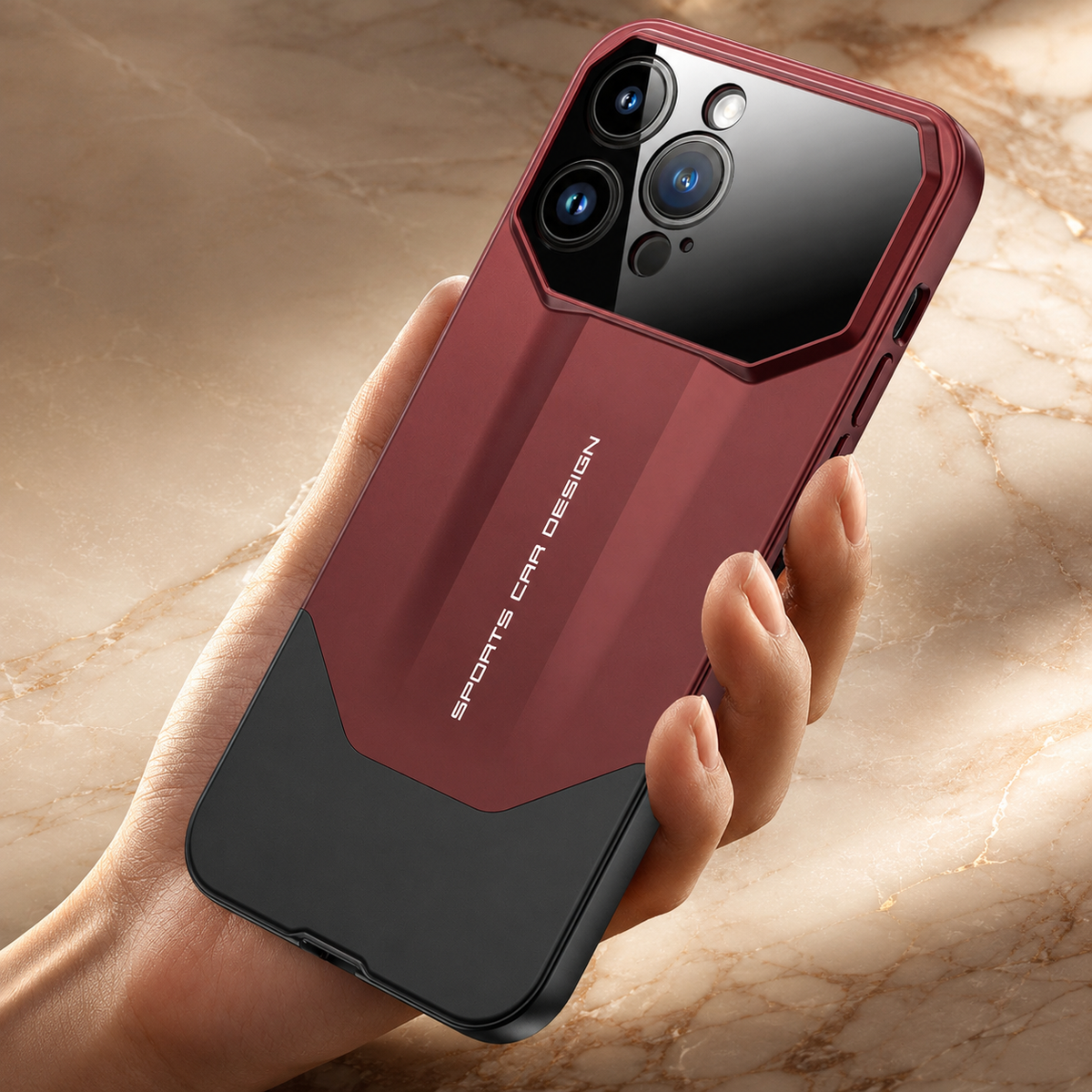 Premium iPhone Case Supercar Design Hard PC Shockproof Protective Cover Camera Lens Protection Anti Scratch Dustproof Slim Half Wrapped 2 in 1 Shell